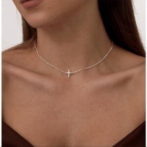 NWT ASCOMY Silver Cross Necklace